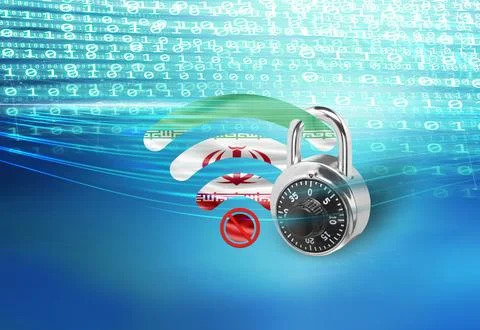 Digital binary code background with wifi sign and padlock concept series Stock Illustration