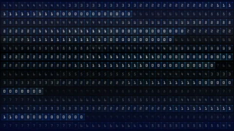 Digital Binary Code Blue Data Stream, Numeric Tech Mosaic Flow Stock Footage 322787849
