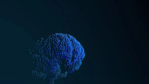 Digital binary code brain representation on dark horizontal gradient backgr.. Stock Photos