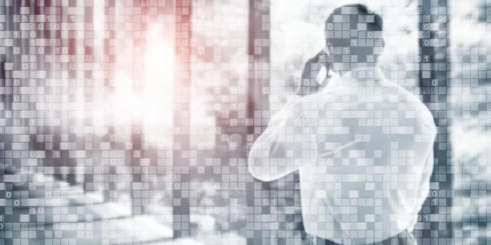 Digital Binary Code Business background. Matrix Abstract futuristic wallpaper Stock Photos