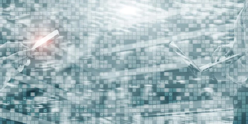 Digital Binary Code Business background. Matrix Abstract futuristic wallpaper. Stock Photos