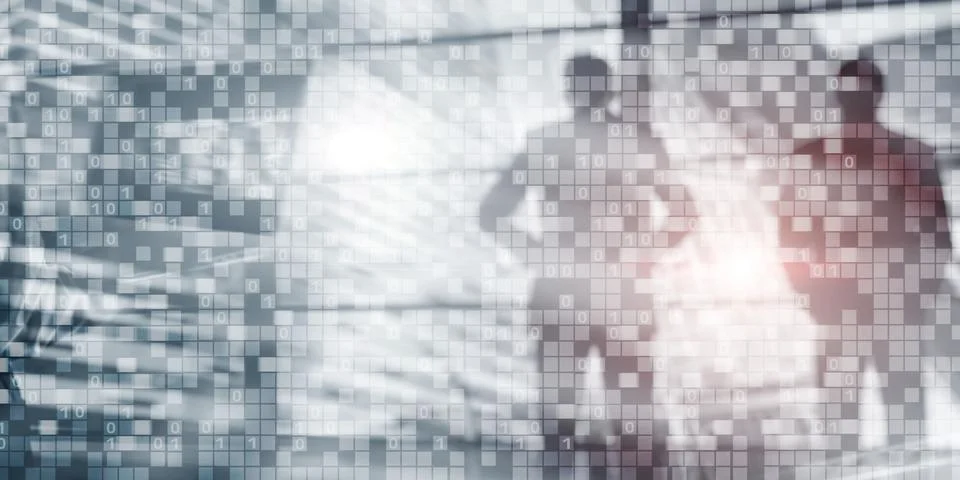 Digital Binary Code Business background. Matrix Abstract futuristic wallpaper. Stock Photos