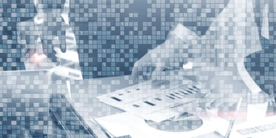 Digital Binary Code Business background. Matrix Abstract futuristic wallpaper Stock Photos