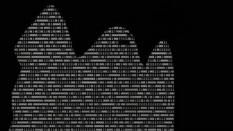 Digital binary code as cast on black background. Programming code ghost moving Stock Footage 143903826