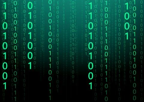 Digital binary code on dark green background 스톡 사진