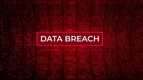 Digital Binary Code on Dark Red Background. Data Breach Stock Illustration
