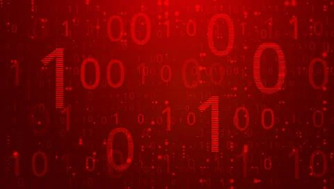 Digital Binary Code on Dark Red Background. Data Breach 스톡 일러스트