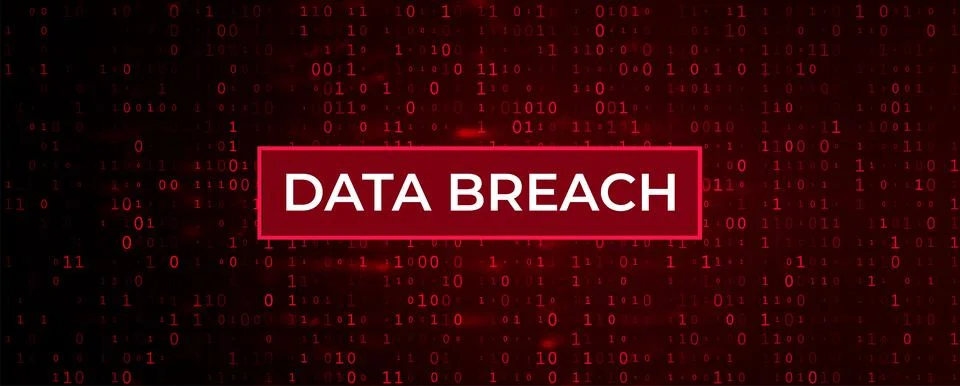 Digital Binary Code on Dark Red Background. Data Breach Stock Illustration