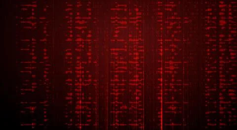 Digital Binary Code on Dark Red Background. Data Breach Illustrazione stock