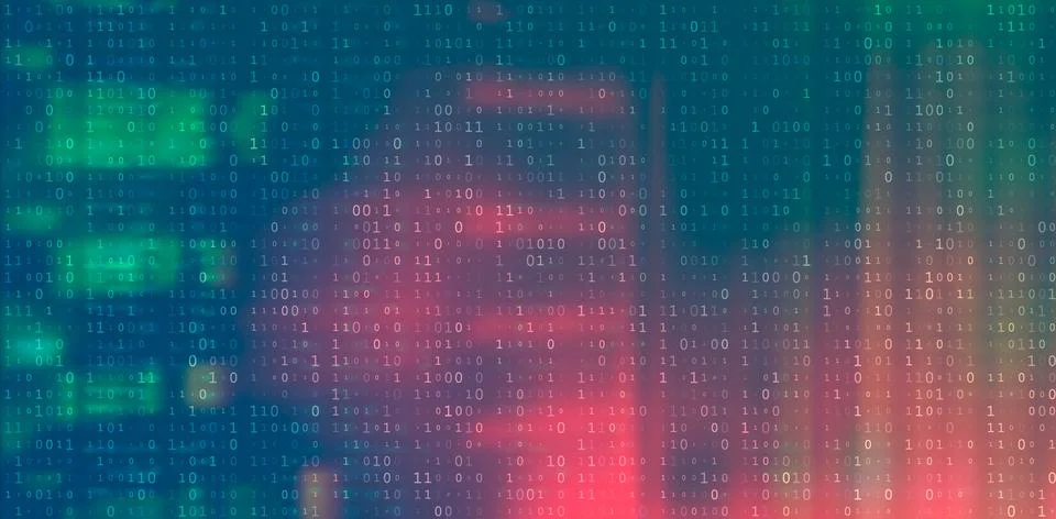 Digital Binary Code on Dark Red Background. Data Breach 库存插图