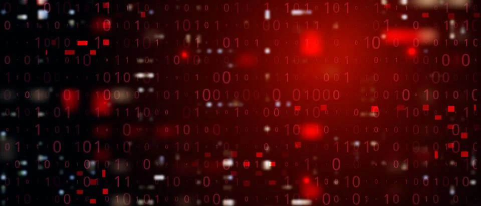 Digital Binary Code on Dark Red Background. Data Breach Illustrazione stock