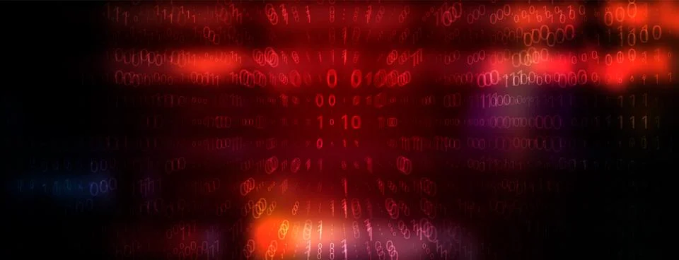 Digital Binary Code on Dark Red Background. Data Breach Stock Illustration