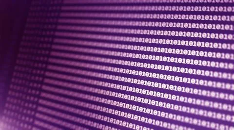 Digital binary code data on computer screen. Hacker concept background. Stock Photos