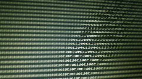 Digital binary code data on computer screen. Hacker concept background. Foto stock