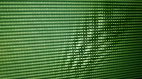 Digital binary code data on computer screen. Hacker concept background. Stock Photos