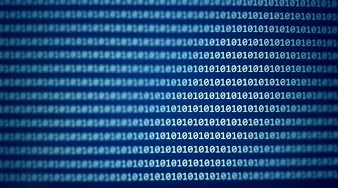 Digital binary code data on computer screen. Hacker concept background. Stock Photos