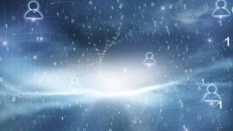 Digital binary code data with people icons animation Vidéo 337244679