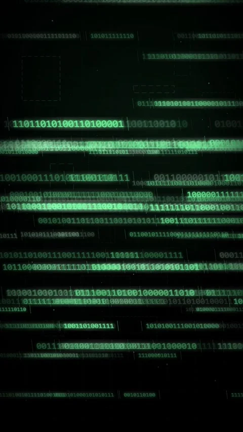 Digital Binary Code Data Stream Glitch Background Video stock 335344346