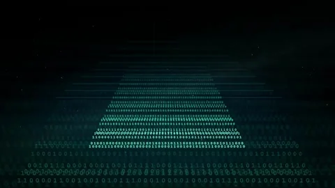 Digital binary code data stream flowing through a dark cyberspace tunnel with Stock Footage 336777587