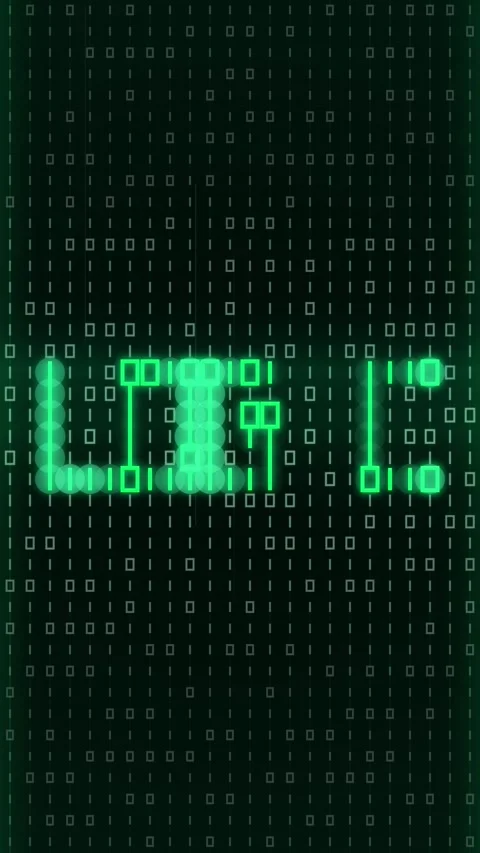 Digital Binary Code Data Stream Background with Glowing Green Matrix Text Video stock 346207716