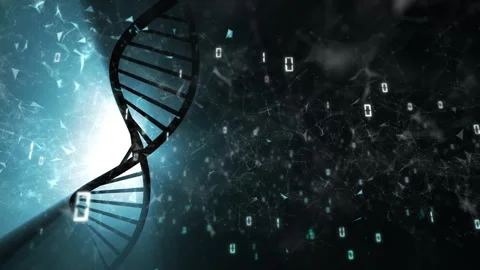 Digital binary code with dna chain rotation network animation Stock Footage 338305570