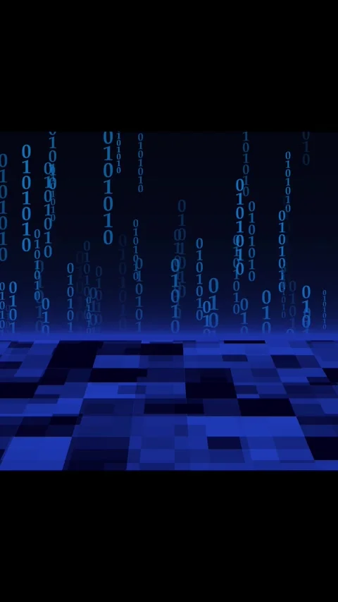 Digital Binary Code Falling in a Futuristic Grid Room background frame. Cre.. Stock Footage 345967731