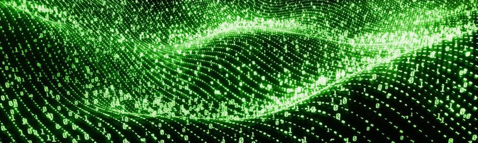 Digital Binary Code on Landscape Banner Green Digital binary code on lands... Stockfoto's