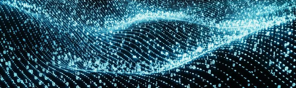 Digital Binary Code on Landscape Banner Blue Digital binary code on landsc... Foto stock