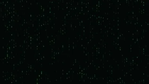 Digital binary code matrix on dark background with glowing green effect Stock Illustration