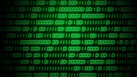 Digital binary code number on computer screen with video glitch effect. Green Video stock 126563053