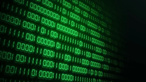 Digital binary code number on computer screen with video glitch effect. Green Stock Footage 126563122