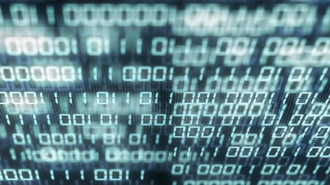 Digital binary code number on computer screen with video glitch effect. Blue  Stock Footage 126717854