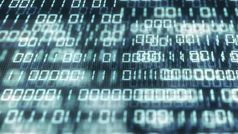 Digital binary code number on computer screen background. Blue green digita.. イラスト素材