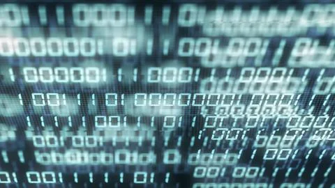 Digital binary code number on computer screen background. Blue green digita.. 库存插图