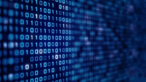 Digital binary code over computer screen, blue background Stock Footage 317546821