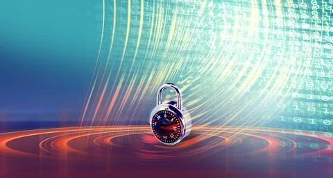 Digital binary code with padlock concept series Stock Illustration