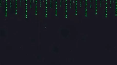 Digital Binary Code Rain Falling Down on Dark Background for Technology and Stock Footage 336772562