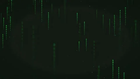 Digital binary code rain falling on dark background for cyber security and data Stock Footage 336774064