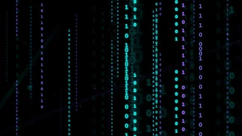 Digital binary code raining down on a dark background for cyber security and Stock Footage 339324783
