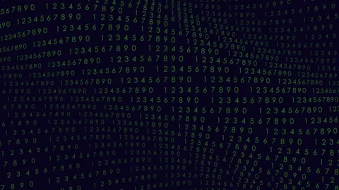 Digital binary code with random neon led numbers on digital computer screen Video stock 245543488