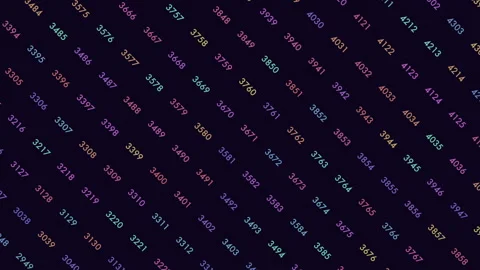 Digital binary code with random neon led numbers on computer screen Video stock 249432139