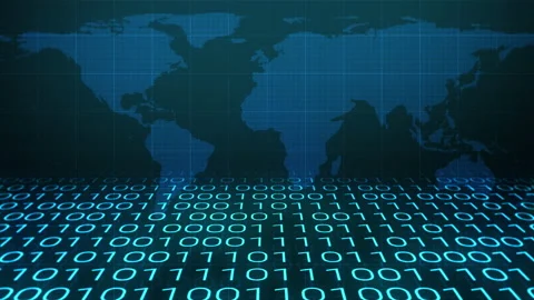 Digital Binary Code Random Number Technology Business World Map Background Stock Footage 201069950