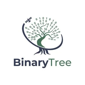 Digital Binary Code Satellite Oak Tree Nature Circle Line Logo Template Stock Illustration