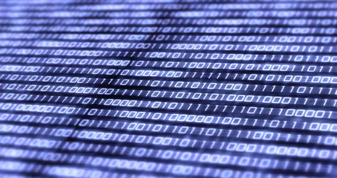 Digital Binary Code on screen. Shallow depth of field. Stock Footage 252780538