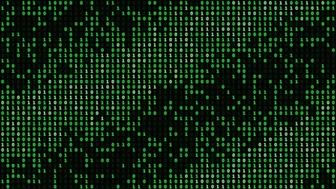 Digital binary code scrolling on computer screen loop Vídeo Stock 344740394