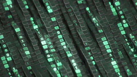 Digital binary code seamless loop 3D render animation Stock Footage 259069150