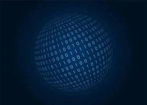 Digital binary code sphere. Blue background. Vector illustration. Stock Illustration