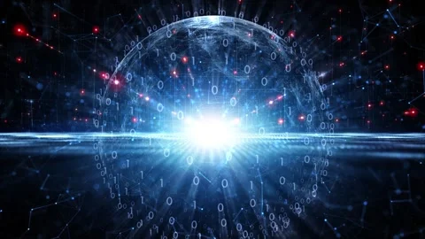 Digital binary code sphere cyber space background Vidéo 337535927