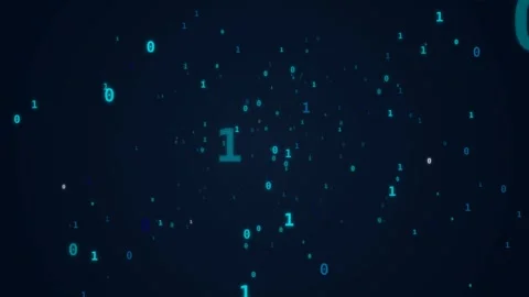 Digital binary code stream motion over dark background for data processing .. Stock Footage 341733817