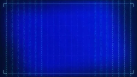 Digital binary code streams on a blue computer screen, data animation loop 動画素材 345628653